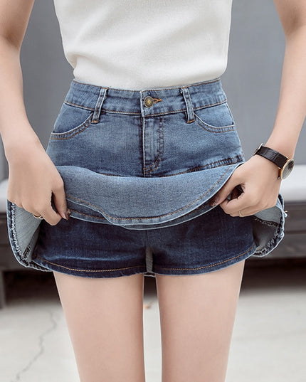 Cute Fashion Solid Flare Casual Denim Mini Skirt Short Skort