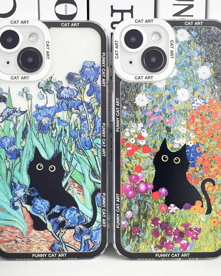 Impressionist Cat Cart Soft Phone Case for iPhone 15 14 13 12 Pro Max Pro Plus Mini