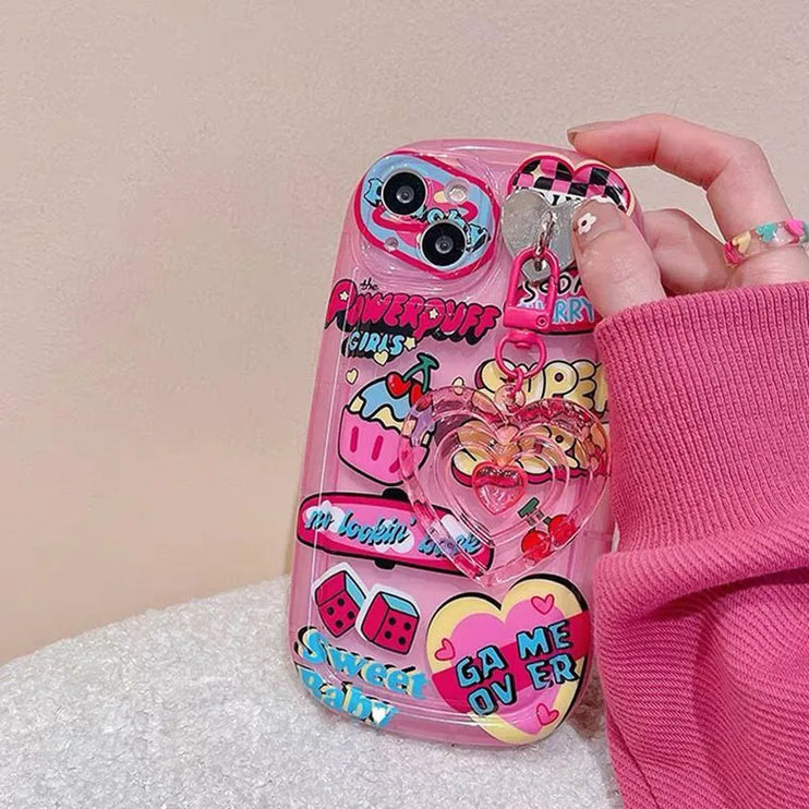 Cute Graffiti Love Heart Pink Phone Case Cover For iPhone 15 14 13 12 11 Pro Max Plus Mini