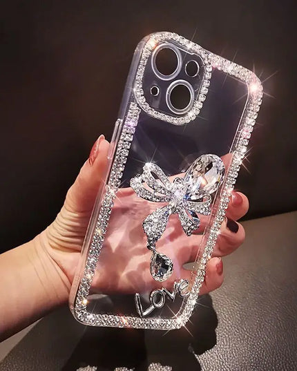 Sparkling Glamour Crystal Bow Love Phone Case Cover For Samsung Galaxy S24 S23 S22 Ultra S21 S20 FE Note 20 10 Plus