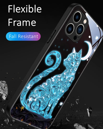 Mythical Cats LED Light Glowing Phone Case Cover for iPhone 15 14 13 12 11 X Xs Xr Mini Pro Max Plus Cover