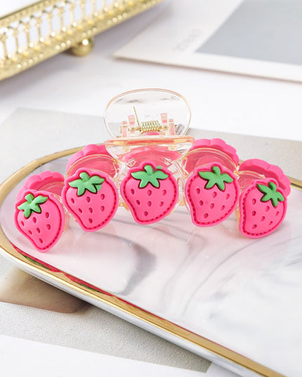 Cute Strawberry Flower Pattern Rose Red Fashion Hair Jewelry Clip Claw