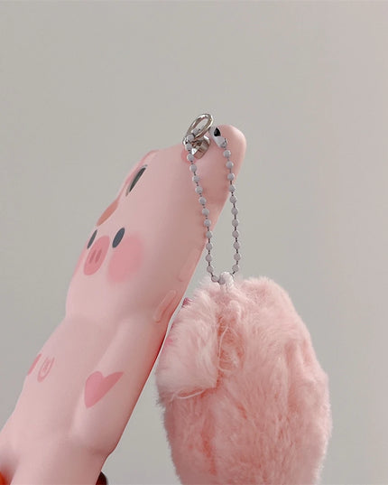 Cute Fun 3D Pink Pig Plush Toy Pendant Phone Case Cover For iPhone 15 14 13 12 11 Pro Max X