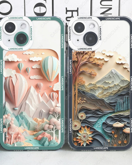 Beautiful Landscape Mountain Ballons Soft Phone Case Cover for iPhone 15 14 13 Pro Max Plus Mini