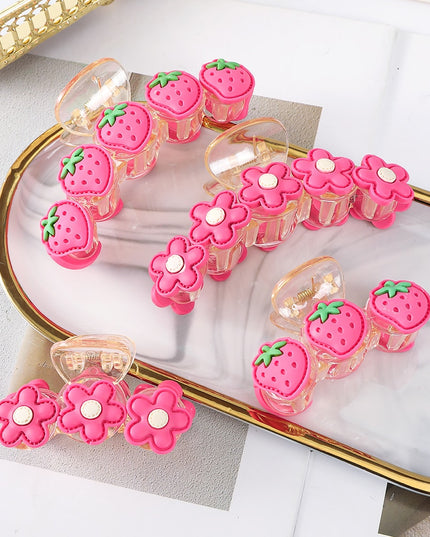 Cute Strawberry Flower Pattern Rose Red Fashion Hair Jewelry Clip Claw