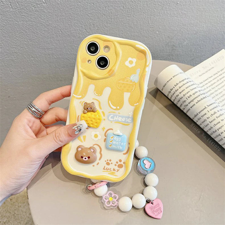 Cute Adorable Kuromi Rabbit Bear Wrist Strap Phone Case Cover For Samsung Galaxy S24 S23 S22 Ultra S21 FE