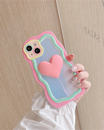 Cute Colorful Love Heart Wavy Design Phone Case Cover For iPhone 15 14 13 12 11 Pro Max