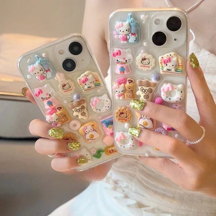 Cute 3D Sanrio Hello Kitty Adorable Charms Phone Case Cover For iPhone 15 14 13 12 11 Pro Max