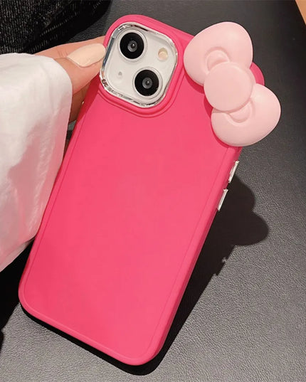 Cute 3D Pink Bowknot Soft Silicone Phone Case Cover for iPhone 15 14 13 12 11 Pro Max X XR