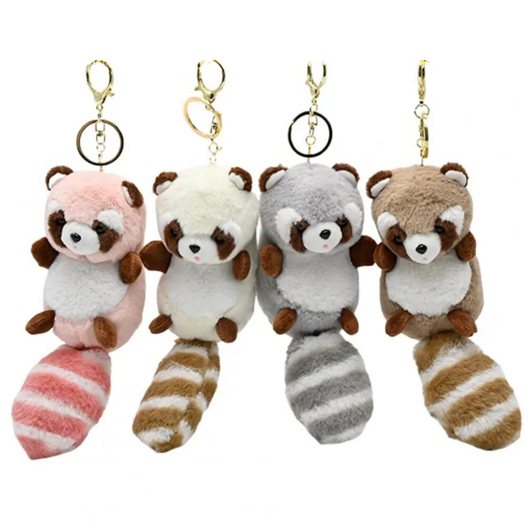 Cute Soft Cotton Raccoon Plush Pendant Charm Keychain