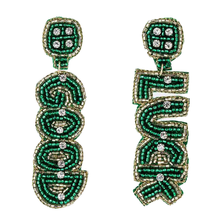 St. Patrick's Day Beaded Rhinestone Good Luck Charms Dangle Fashion Earrings