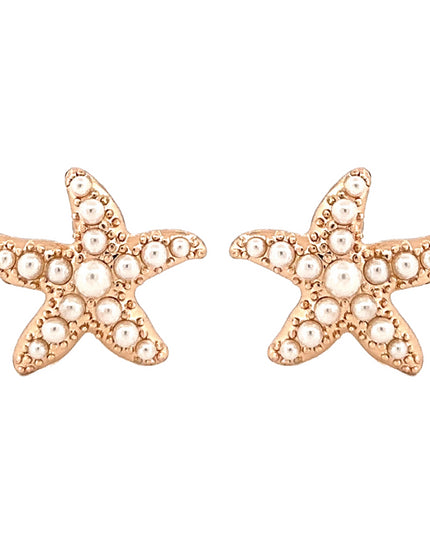 Chic Fashion Ocean Starfish Faux Pearl Stud Earrings