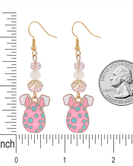 Easter Egg Bunny Enameled Charm Fashion Dangle Earrings Pink Blue