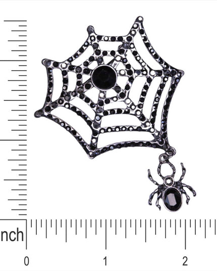 Halloween Costume Jewelry Spider Web Rhinestone Brooch Pin BH238 Black