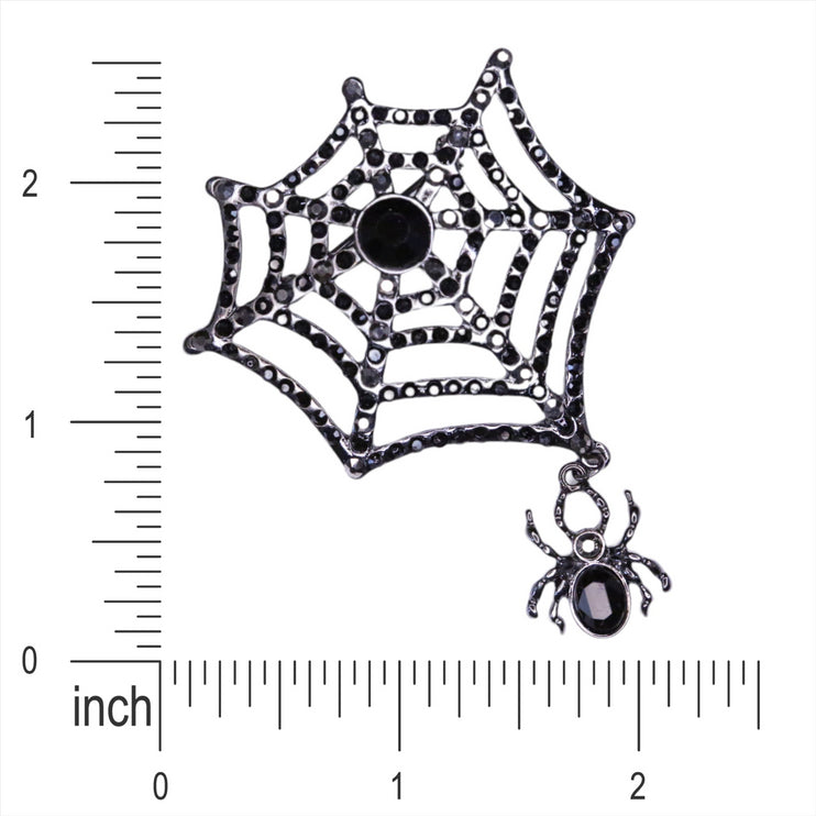 Halloween Costume Jewelry Spider Web Rhinestone Brooch Pin BH238 Black