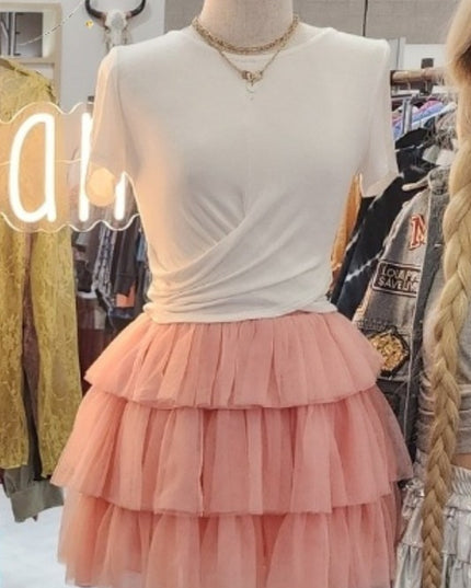 Flirty Tiered Mesh Mini Skirt with Elastic Waist