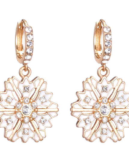 Christmas Jewelry Crystal Rhinestone Snowflake Dangle Charm Earrings E1227 White
