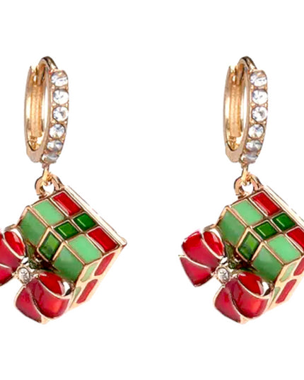 Christmas Jewelry Crystal Rhinestone Gift Box Dangle Charm Earrings E1226 Multi