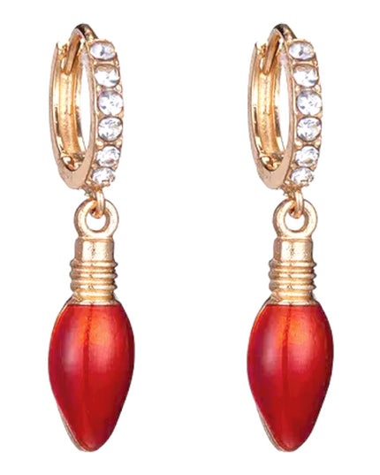 Christmas Jewelry Crystal Rhinestone Light Bulb Dangle Charm Earrings E1228 Red