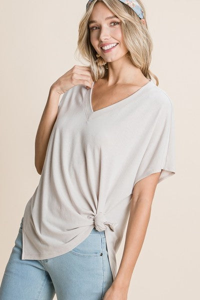 Solid V Neck Basic Casual Short Sleeves Fashion Top