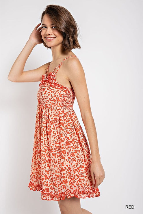 Gorgeous Floral Pattern V-Neck Skirt Lining Fashion Dress