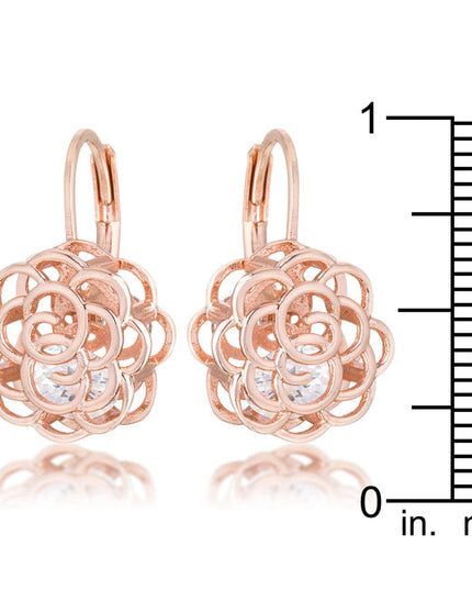 Maya 1.5ct CZ Rose Gold Rose Drop Earrings