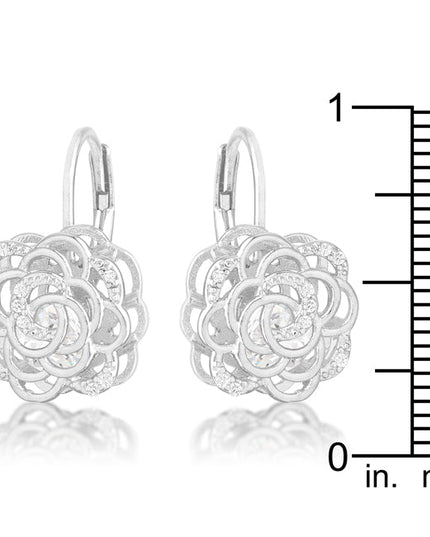Maya 1.5ct CZ Rhodium Rose Drop Earrings