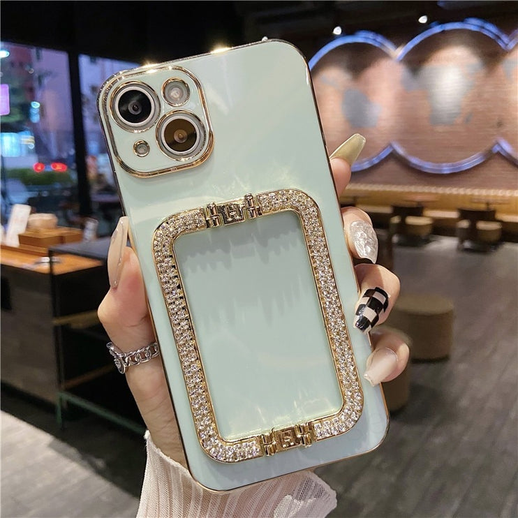 Beautiful Crystal Gold Plated Holder Stand iPhone Protector Case Cover I