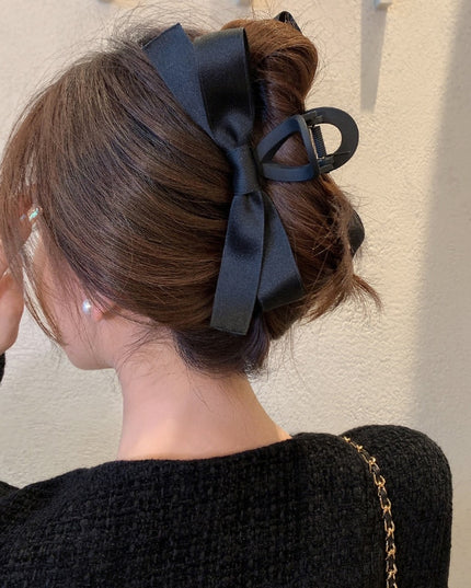 Beautiful Classic Black Ribbon Bowknot Large Fashion Hair Jewelry Clip Claw