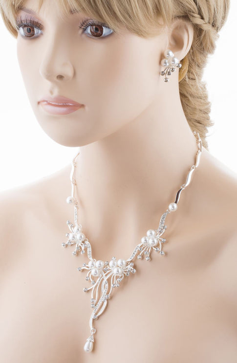 Bridal Wedding Jewelry Set Crystal Rhinestone Pearl