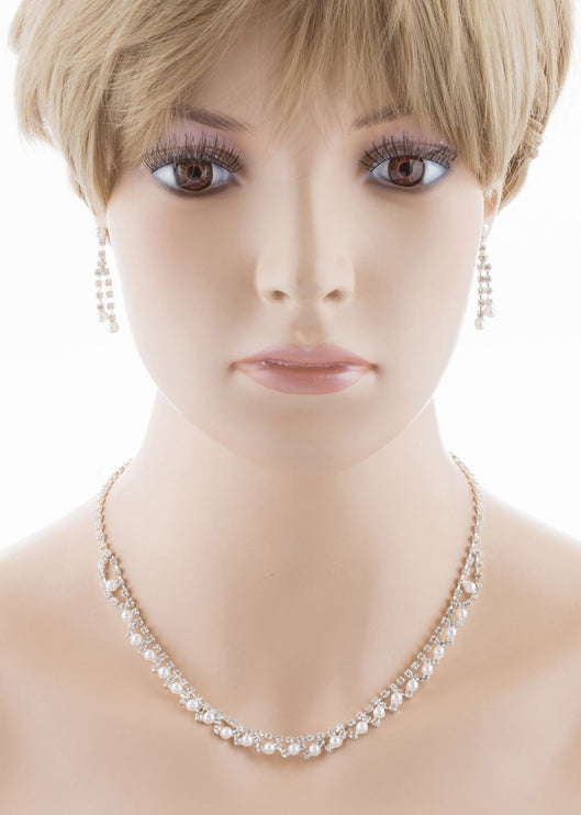 Bridal Wedding Jewelry Set Crystal Rhinestone Pearl