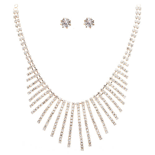 Bridal Wedding Jewelry Crystal Rhinestone Sparkling Embroidered Necklace J502 GD