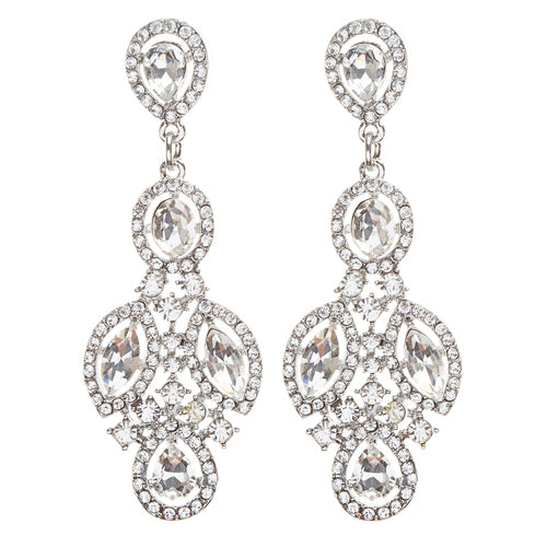 Bridal Wedding Jewelry Crystal Rhinestone Alluring Bib Posture Necklace J499 SLV