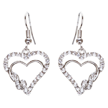 Valentines Jewelry Beautiful Crystal Rhinestone Hearts Earrings E907 Silver