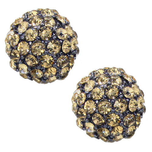 Sparkle Style Fashion Crystal Ball Stud Earrings Beige