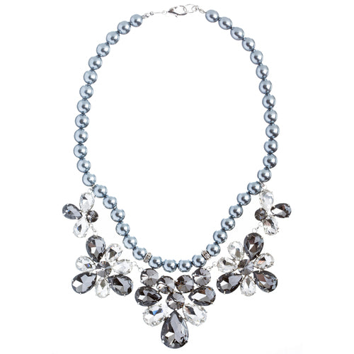 Bridal Wedding Jewelry Crystal Rhinestone Captivating Floral Bib Necklace J509GR