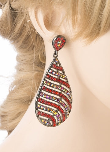 Modern Fashion Crystal Rhinestone Stunning Leaf Design Dangle Earrings E729 Red