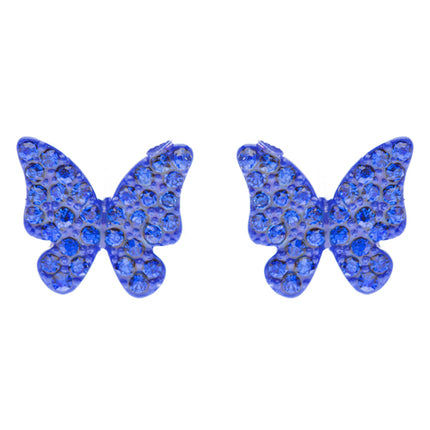 Fashion Crystal Pave Butterfly Stud Earrings Blue