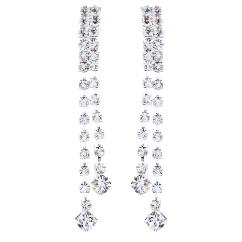 Bridal Wedding Jewelry Crystal Rhinestone Simple Linear Drop Earrings E1028 SV