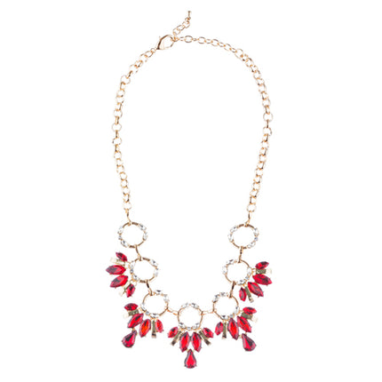 Beautiful Stylish Trendy Crystal Statement Necklace Jewelry Set JN270 Red