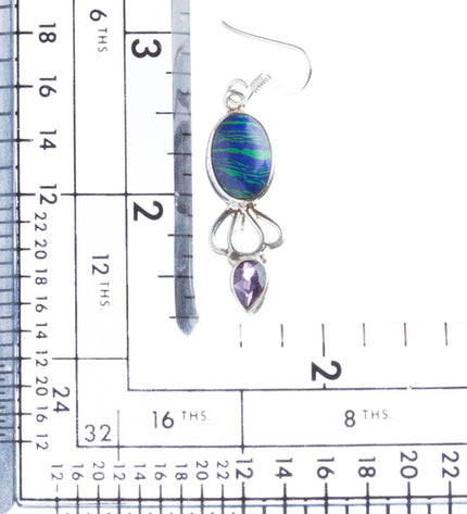 925 Sterling Silver Natural Gemstones Rainbow CalsilicsDangle Earrings FJSVE2114