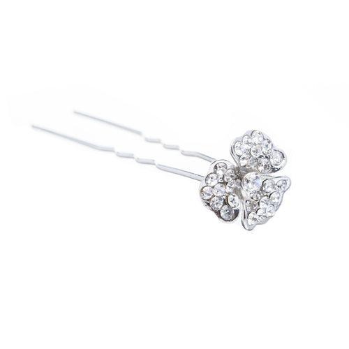 Bridal Wedding Jewelry Crystal Rhinestone Simple Daisy Floral Hair Pin Silver
