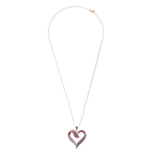 Valentines Jewelry Crystal Rhinestone Beautiful Heart Pendant Necklace N90 GD PK