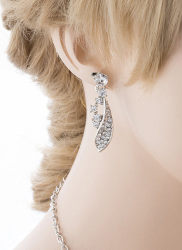 Bridal Wedding Jewelry Crystal Rhinestone Beautifully Crafted Necklace J508 SLV