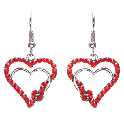 Valentines Jewelry Beautiful Crystal Rhinestone Hearts Earrings E907 Red