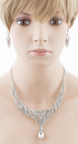Bridal Wedding Jewelry Crystal Rhinestone Beautifully Crafted Necklace J508 SLV