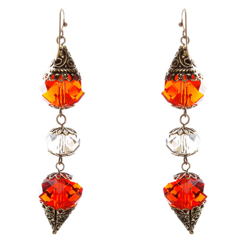Trendy Fashion Crystal Rhinestone Stylish Pointed Tear Drop Earrings E829 Red
