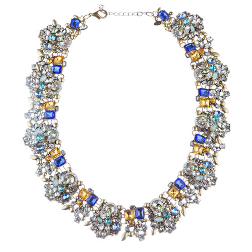Stunning Sparkle Crystal Rhinestone Fashion Statement Necklace N100 Blue