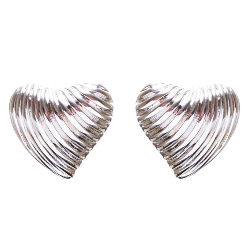 Valentines Jewelry Simple Yet Classy Curvy Heart Stud Earrings E931 Silver