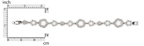 Plain CZ Flower 7" Bracelet 925 Sterling Silver